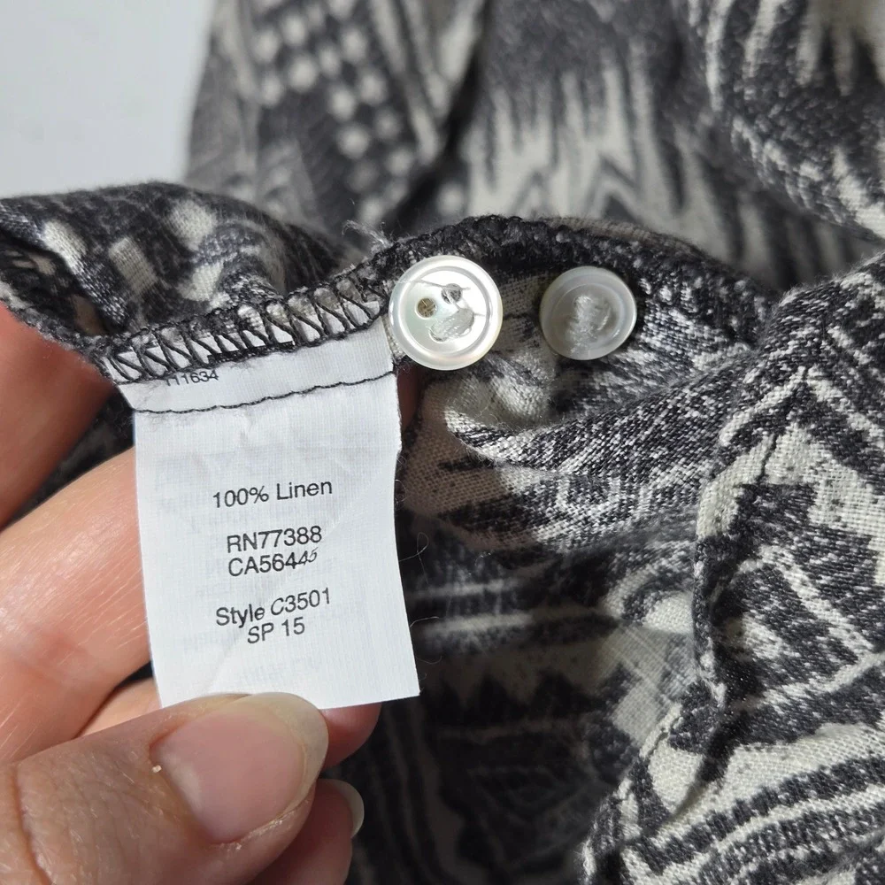 J Crew Womens Linen Button Front‎ Long Sleeve Shirt Medium Boho Southwestern